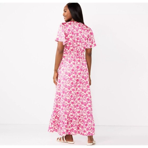 Draper James RSVP Floral Maxi Dress Women Medium Pink Preppy Feminine Whimsical - Picture 9 of 9